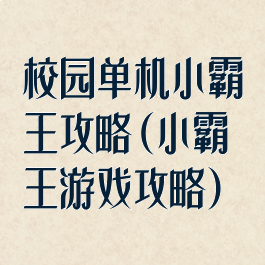 校园单机小霸王攻略(小霸王游戏攻略)