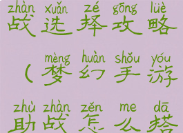 梦幻手游助战选择攻略(梦幻手游助战怎么搭配)