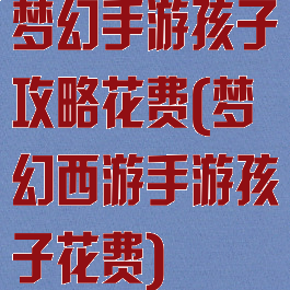 梦幻手游孩子攻略花费(梦幻西游手游孩子花费)