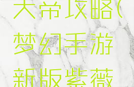 梦幻手游新版紫薇大帝攻略(梦幻手游新版紫薇大帝攻略视频)