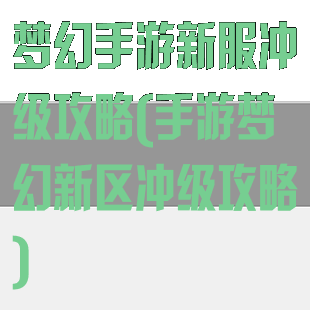 梦幻手游新服冲级攻略(手游梦幻新区冲级攻略)