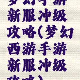 梦幻手游新服冲级攻略(梦幻西游手游新服冲级攻略)