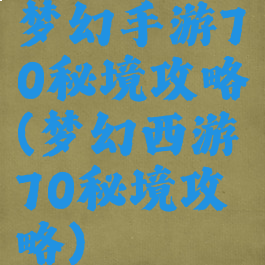梦幻手游70秘境攻略(梦幻西游70秘境攻略)