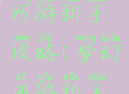 梦幻西游网游新手攻略(梦幻西游新手攻略)