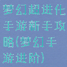 梦幻超进化手游新手攻略(梦幻手游进阶)