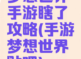 梦想世界手游瞎了攻略(手游梦想世界贴吧)