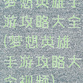 梦想英雄手游攻略大全(梦想英雄手游攻略大全视频)