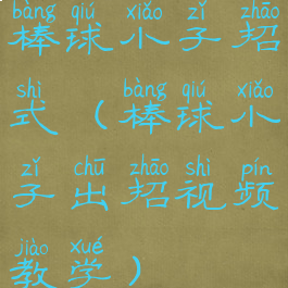 棒球小子招式(棒球小子出招视频教学)