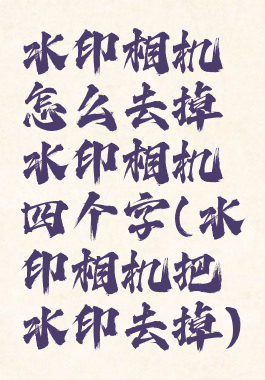 水印相机怎么去掉水印相机四个字(水印相机把水印去掉)