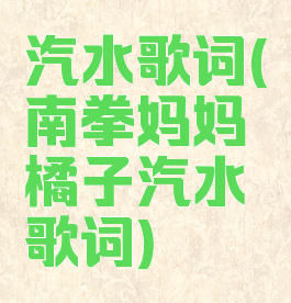 汽水歌词(南拳妈妈橘子汽水歌词)
