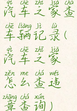 汽车之家查车辆记录(汽车之家怎么查违章查询)