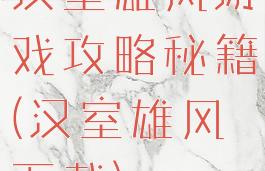 汉室雄风游戏攻略秘籍(汉室雄风下载)