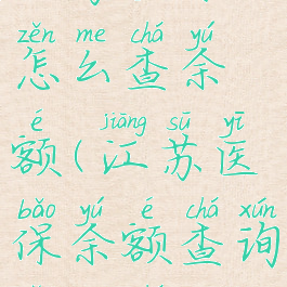 江苏医保云怎么查余额(江苏医保余额查询怎么查)