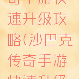 沙巴克传奇手游快速升级攻略(沙巴克传奇手游快速升级攻略)