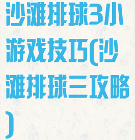 沙滩排球3小游戏技巧(沙滩排球三攻略)