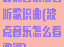 波点音乐怎么听歌识曲(波点音乐怎么看歌词)