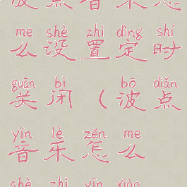 波点音乐怎么设置定时关闭(波点音乐怎么设置音效)