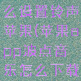 波点音乐怎么设置铃声苹果(苹果app波点音乐怎么下载歌曲)