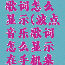 波点音乐歌词怎么显示(波点音乐歌词怎么显示在手机桌面)