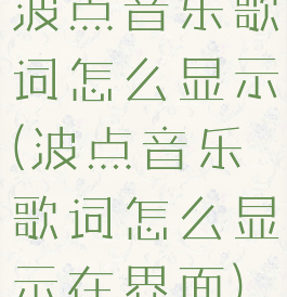 波点音乐歌词怎么显示(波点音乐歌词怎么显示在界面)