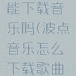 波点音乐能下载音乐吗(波点音乐怎么下载歌曲视频教程)