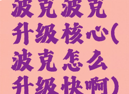 波克波克升级核心(波克怎么升级快啊)