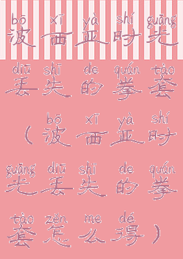 波西亚时光丢失的拳套(波西亚时光丢失的拳套怎么得)