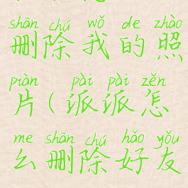 派派怎么删除我的照片(派派怎么删除好友)