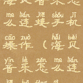 海贝音乐怎么连接手机操作(海贝音乐怎么连接播放器)