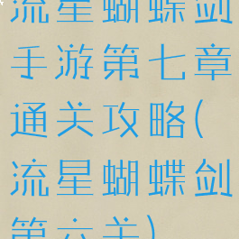 流星蝴蝶剑手游第七章通关攻略(流星蝴蝶剑第六关)