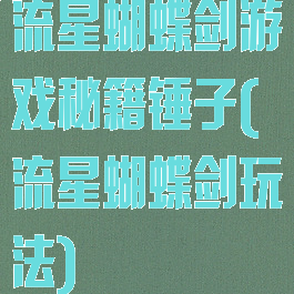 流星蝴蝶剑游戏秘籍锤子(流星蝴蝶剑玩法)