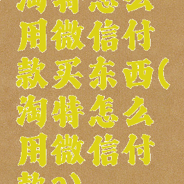 淘特怎么用微信付款买东西(淘特怎么用微信付款?)