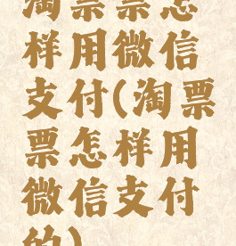 淘票票怎样用微信支付(淘票票怎样用微信支付的)