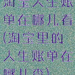 淘宝人生账单在哪儿看(淘宝里的人生账单在哪儿查)