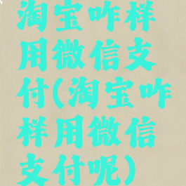 淘宝咋样用微信支付(淘宝咋样用微信支付呢)