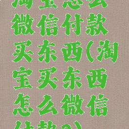 淘宝怎么微信付款买东西(淘宝买东西怎么微信付款?)