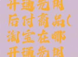 淘宝怎么开通先用后付商品(淘宝在哪开通先用后付)