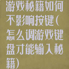 游戏秘籍如何不影响按键(怎么调游戏键盘才能输入秘籍)
