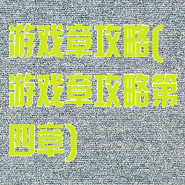 游戏章攻略(游戏章攻略第四章)