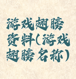 游戏翅膀资料(游戏翅膀名称)