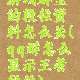 游戏群里的段位资料怎么关(qq群怎么显示王者段位)