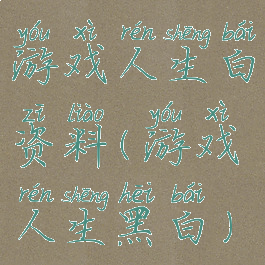 游戏人生白资料(游戏人生黑白)