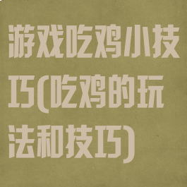 游戏吃鸡小技巧(吃鸡的玩法和技巧)