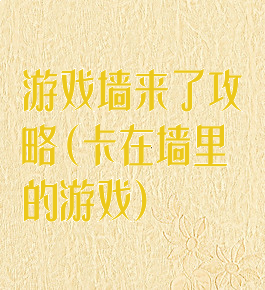 游戏墙来了攻略(卡在墙里的游戏)