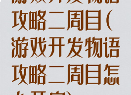游戏开发物语攻略二周目(游戏开发物语攻略二周目怎么开启)