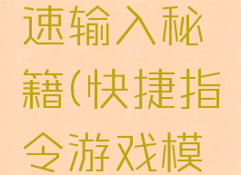 游戏控制台设定快速输入秘籍(快捷指令游戏模式怎么设置)