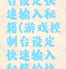 游戏控制台设定快速输入秘籍(游戏控制台设定快速输入秘籍的快捷键)