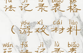 游戏材料玩法记录表格(游戏材料玩法记录表小班)