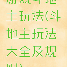 游戏斗地主玩法(斗地主玩法大全及规则)