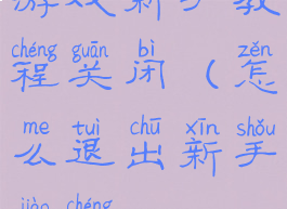 游戏新手教程关闭(怎么退出新手教程)